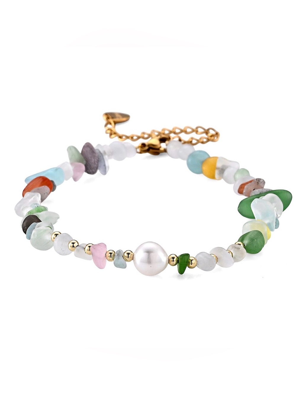 Multicolor Sea Glass Pearl Beaded Bracelet